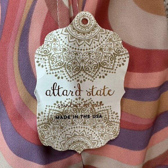 NWT Altar’d State Shorts Women’s Size Large Paisley Print Peach White Blue Brown - Picture 9 of 10